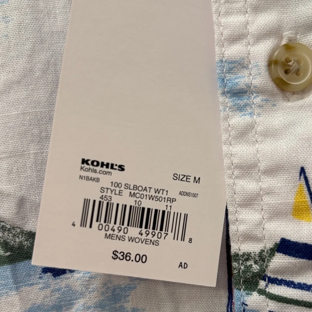 NWT Croft & Barrow Men's Sailboat Print Button-Down - Size Medium - Picture 6 of 14